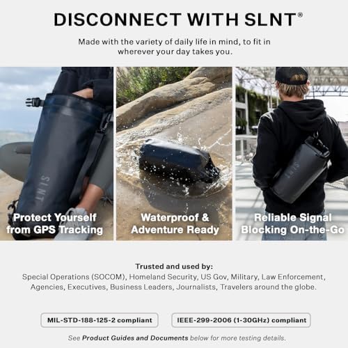 Silent Pocket Waterproof Faraday Dry Bag – Military-Grade Nylon Faraday Bag – RFID Signal Blocking Dry Bag/Waterproof Backpack Protects Electronics from Water, Spying, Hacking